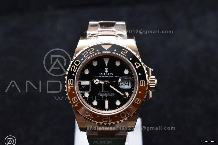 SS 864 ARF Edition II 1:1 CHS GMT Master New RG on SH3285 Bracelet 126715 CHNR 904L WrinkleFree Best 0325